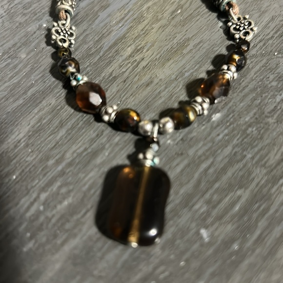 Vintage 90’s Y2K jewelry set brown, necklace and toggle bracelet - Picture 2 of 7